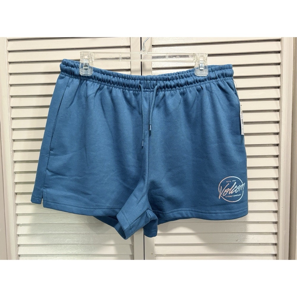 Volcom Blue Sweat Short Size XL Elastic/Tie‎ Waist High Rise Soft Logo Casual